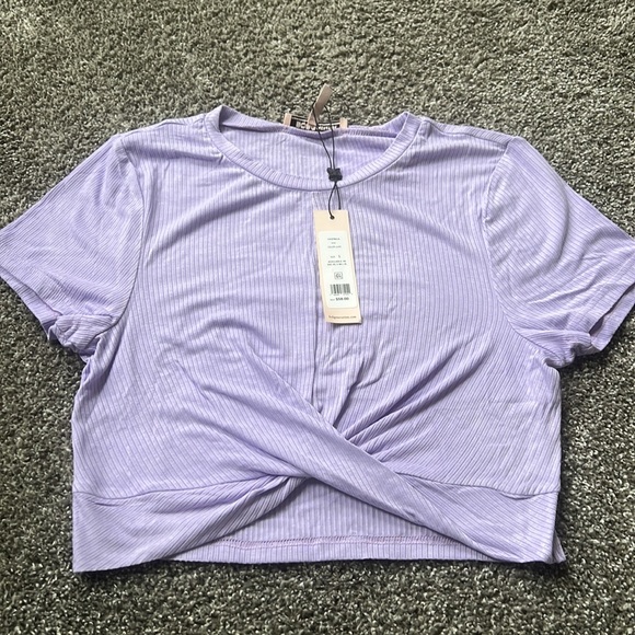 NWT BCBGeneration Ribbed Cross Front T-Shirt - Picture 2 of 3
